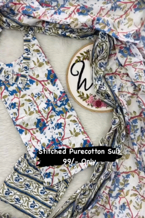 Round Neck Salwar With Dupatta For Women