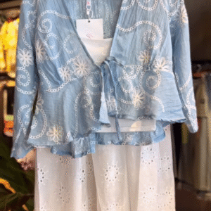 Bluebell Whispers: Boho Eyelet Co-Ord Set - nehaff.com