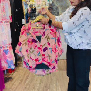 Blush Bloom Floral Co-ord Set with Draped Top & Layered Skirt - nehaff.com