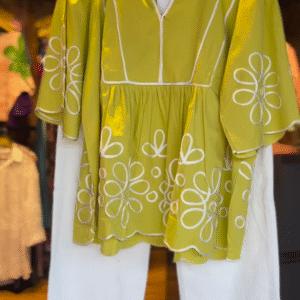 Citrus Pop: Lime Green Peplum Co-Ord Set - nehaff.com