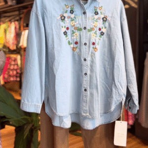 Denim Meadow: Embroidered Daydream Set - nehaff.com