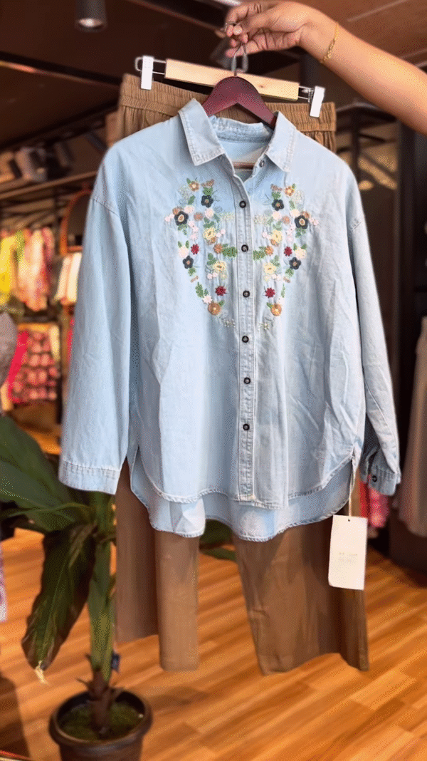 Denim Meadow: Embroidered Daydream Set - nehaff.com
