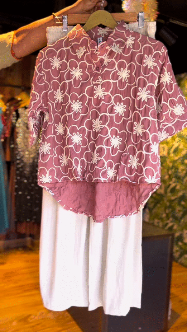 🌸 Mauve Blossom Floral High-Low Co-Ord Set (2-Piece) - nehaff.com