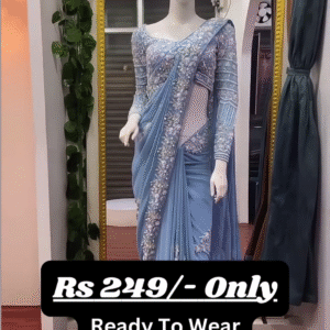 Mesmerizing Sky Blue Embroidered Saree – A Blend of Grace and Glamour - nehaff.com