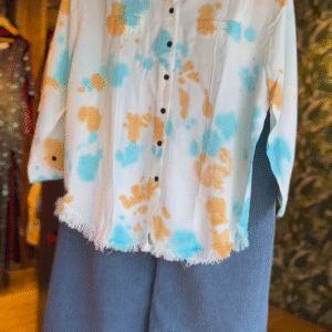 Pastel Tie-Dye Shirt with Denim Culottes – Street Style Co-ord Set - nehaff.com