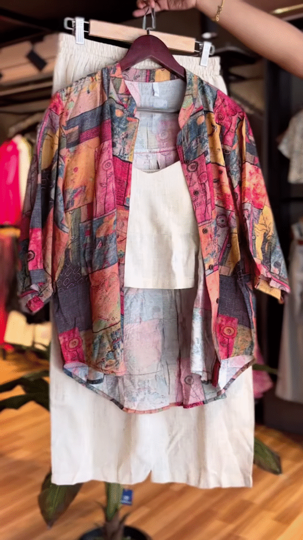 Urban Boho – Abstract Print Linen Co-ord Set - nehaff.com