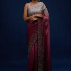 Wine Tissue Designer Saree