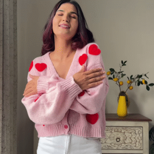 Heart & Ribbon Knitwear Collection 🧶💗 With Embroidery & Bow Accents – Pink & Cream Variants