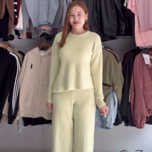 Knit Co-ord Sets 🧶🌾 With Sweater & Wide-Leg Pants – Yellow, Mustard & Brown Variants