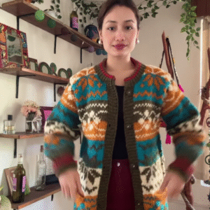 Multicolor Knitted Cardigan & Jogger Set 🎨 Boho-Chic Comfortwear