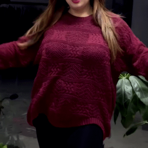 Textured Knit Sweaters 🧶🧥 – White, Maroon & Black Variants with Raised Pattern Detailing