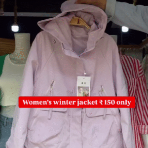 Women’s Black Winter Jacket 🖤 Hooded Zip-Up with Pockets – Cozy & Minimal