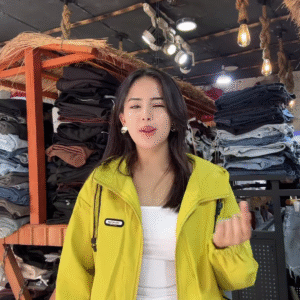 Women’s Casual Zip-Up Jackets 🧥✨ – Yellow, White & Maroon Variants Styled in Rustic Store Setting