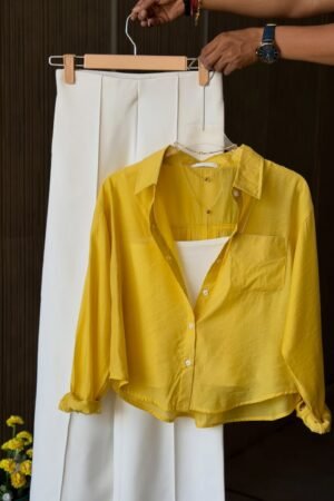 Aesthetic Pair Women’s Co-ord Set with Shirt and Wide Leg Bottom