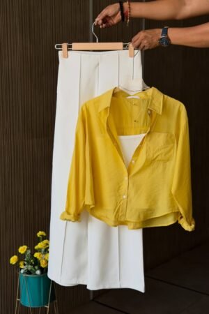 Aesthetic Pair Women’s Co-ord Set with Shirt and Wide Leg Bottom