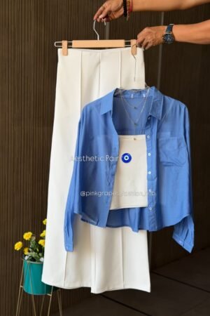 Aesthetic Pair Women’s Co-ord Set with Shirt and Wide Leg Bottom