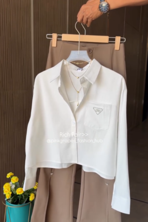 Aesthetic Pair Women’s Co-ord Set with Shirt and Wide Leg Bottom