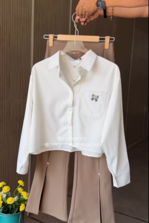 Aesthetic Pair Women’s Co-ord Set with Shirt and Wide Leg Bottom