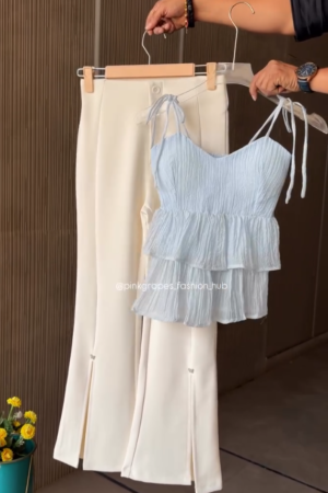 Aesthetic Pair Women’s Co-ord Set with Shirt and Wide Leg Bottom