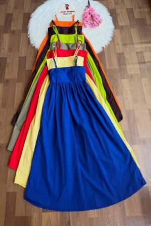 Pure Cotton Spaghetti Strap One Piece Dress for Women