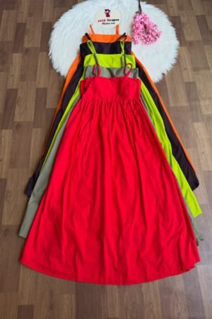 Pure Cotton Spaghetti Strap One Piece Dress for Women