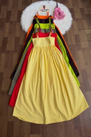 Pure Cotton Spaghetti Strap One Piece Dress for Women