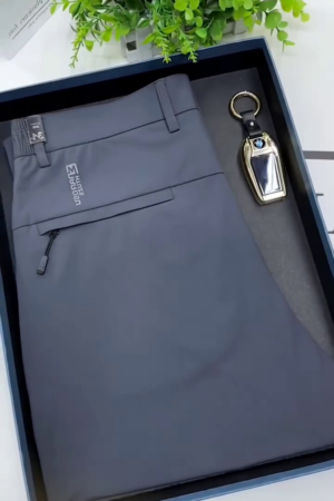 Men Relaxed Straight Leg Tapered Fit Easy Wash Formal Trousers