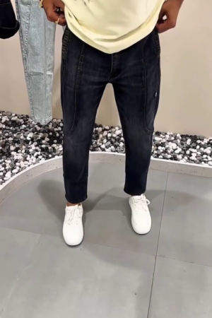 Fashion Biker Jeans for Men Ripped Distressed Destroyed Jogger Jeans Teen Boys Washed Slim Fit Tapered Leg Denim Pants
