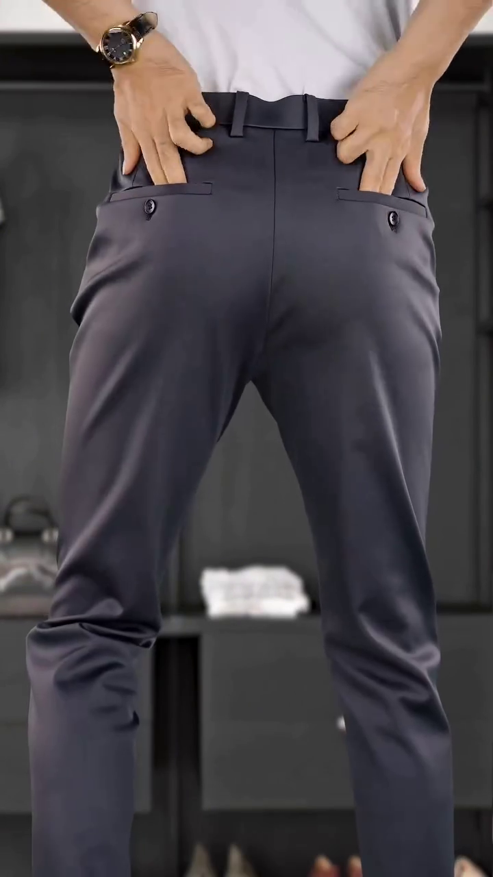 Men Charcoal Grey Plain Slim Fit Trousers - Image 12